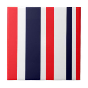 White, Blue And Red Stripes Tile