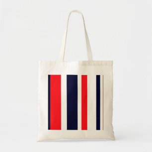 White, Blue And Red Stripes Tote Bag