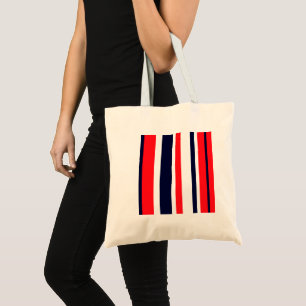 White, Blue And Red Stripes Tote Bag