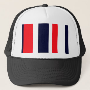 White, Blue And Red Stripes Trucker Hat