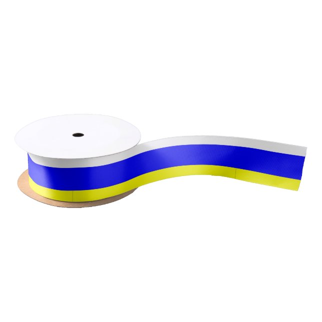 White Blue and Yellow Striped Satin Ribbon (Spool)