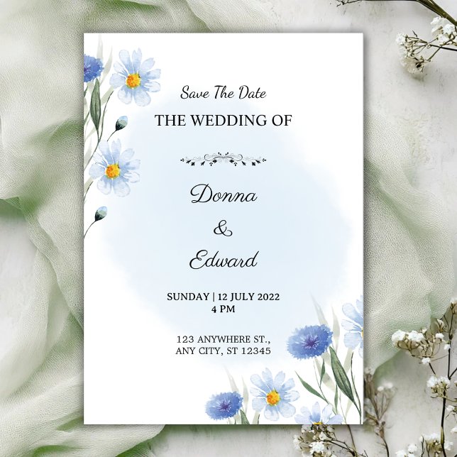 White Blue Beautiful Wedding Invitation (Creator Uploaded)