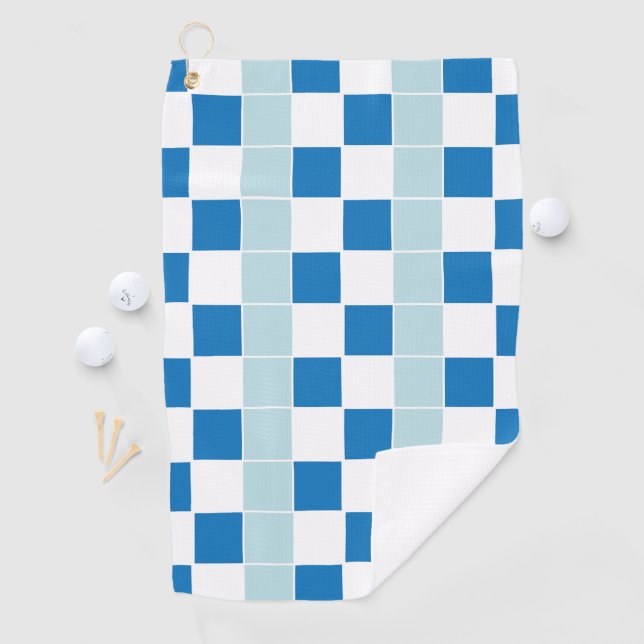 White Blue Chequered  Golf Towel (InSitu)