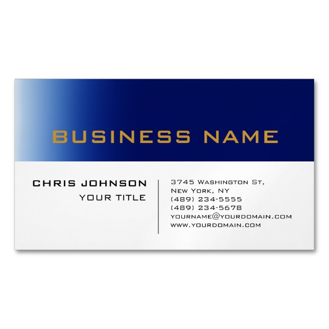 White Blue Contemporary Professional Business Card (Front)
