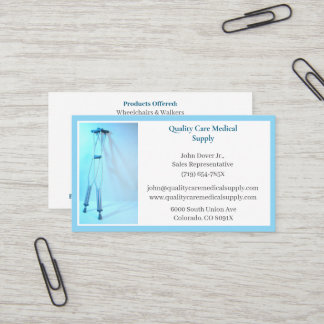 White Blue Crutches Equipment Medical Senior Care  Business Card