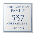 White & Blue Date Established Address House Plaque Tile<br><div class="desc">Introducing our sophisticated and sleek navy blue and white house address plaque, featuring a minimalist design that exudes elegance. This plaque not only displays your house number but also includes the date of establishment, adding a personal touch to your home. Elevate the exterior of your residence with this stylish and...</div>