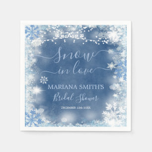 White Blue Dusty Snowflake Bridal Shower Paper Napkin