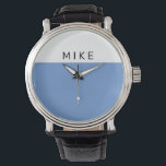 White & Blue Face, DIY Name<br><div class="desc">A Simple style White & Blue watch face with DIY Name.</div>