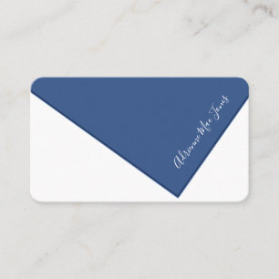 White & Blue Faux Fold Over Business Card