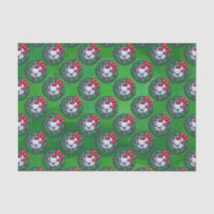 White, Blue Festive Soccer Ball on Green Tissue Paper