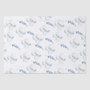 White Blue Floral Eucalyptus   Tissue Paper