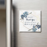 White Blue Floral Frame Thank You Wedding Favours Magnet<br><div class="desc">White Blue Floral Frame Thank You Wedding Favours
Personalized Wedding Favours Magnet For Guests as a Thank You for coming at wedding party
this design is easily customized and personalized by adding or changing the text</div>