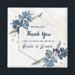 White Blue Floral Frame Thank You Wedding Favours Magnet<br><div class="desc">White Blue Floral Frame Thank You Wedding Favours
Personalized Wedding Favours Magnet For Guests as a Thank You for coming at wedding party
this design is easily customized and personalized by adding or changing the text</div>