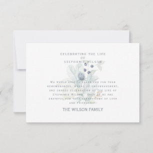 White & Blue Floral Funeral Bereavement Thank You