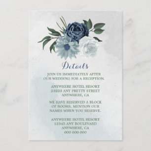 white & blue floral greenery details enclosure card