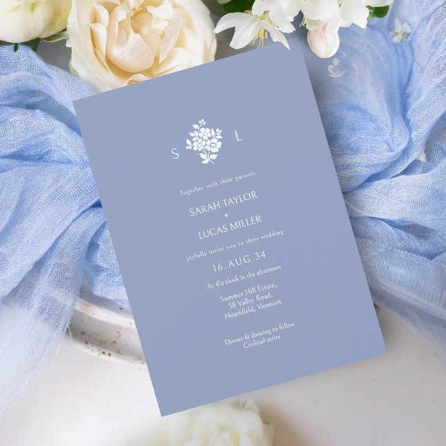 White + Blue Floral Monogrammed Floral Wedding (Creator Uploaded)