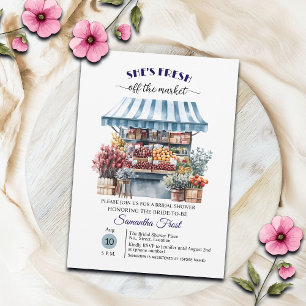 White Blue Floral 'Off the Market' Bridal Shower  Invitation