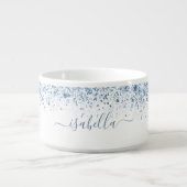 White blue glitter dust name script  bowl (Center)