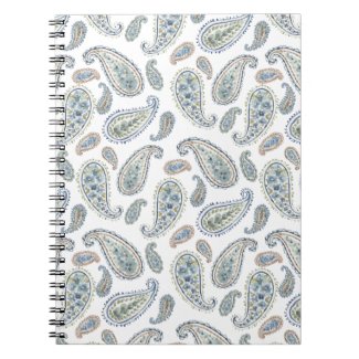 White Blue Green Paisley Watercolor Pattern Notebook