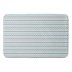 White, Blue, Grey Chevron Large Bath Mat