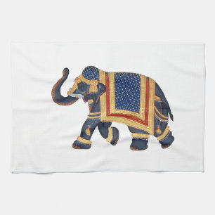 white blue grey gold red Elephant India Style Kitchen Towel