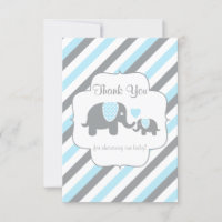 White, Blue & Grey Stripe Elephants - Thank You