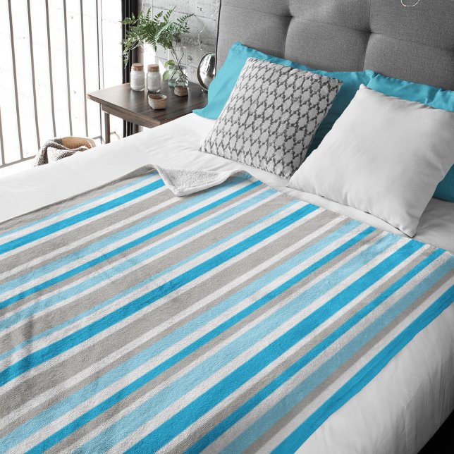White, Blue & Grey Stripes Pattern Blanket (Creator Uploaded)