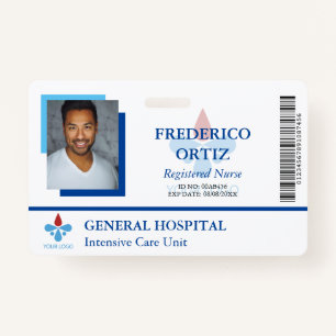 White Blue Hospital Employee ID Your Logo Badge
