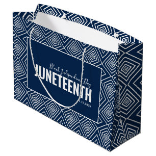 White Blue Independence Day June 19 JUNETEENTH Large Gift Bag