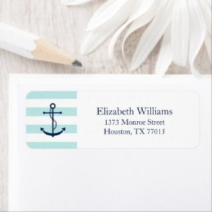 White Blue Mint Anchor and Stripes