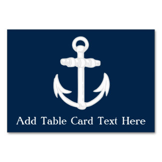 White/Blue Nautical Anchor Symbol Table Number