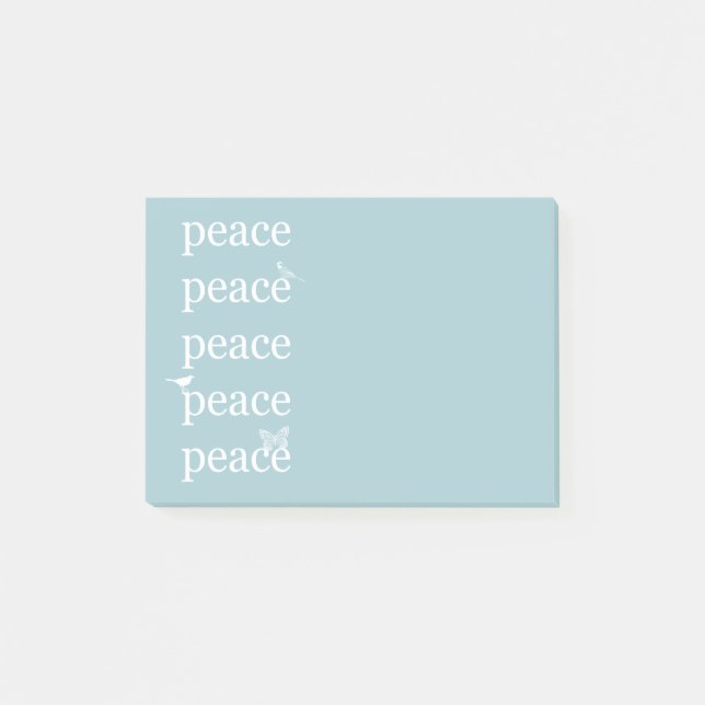 White Blue Peace inspirational Birds Butterfly Post-it Notes (Front)