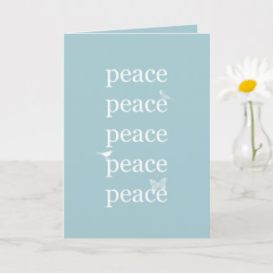 White Blue Peace inspirational quote birds Card