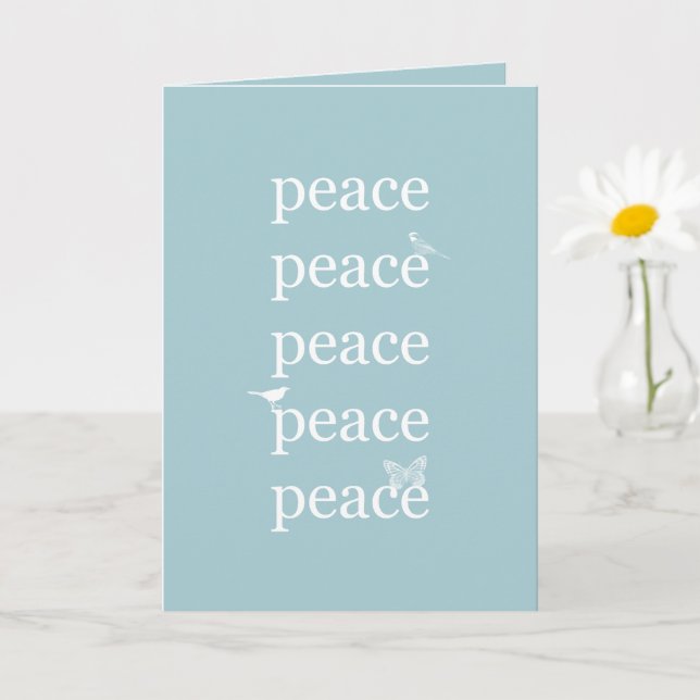 White Blue Peace inspirational quote birds   Card (Small Plant)