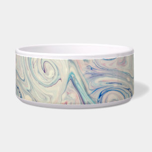White Blue Pink Modern Abstract Fluid Marbling Art