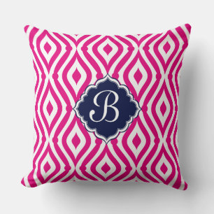 White Blue & Pink Teardrop Geometric Pattern Throw Pillow