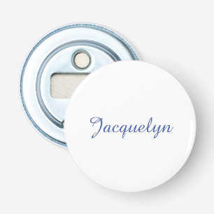 White Blue Plain Elegant Modern Calligraphy Name Bottle Opener
