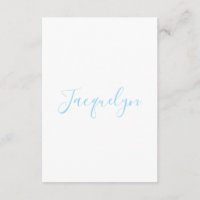 White Blue Plain Elegant Modern Calligraphy Name