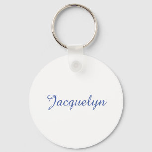 White Blue Plain Elegant Modern Calligraphy Name Keychain
