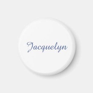 White Blue Plain Elegant Modern Calligraphy Name Magnet