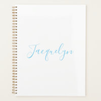 White Blue Plain Elegant Modern Calligraphy Name