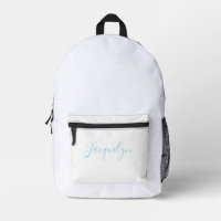 White Blue Plain Elegant Modern Calligraphy Name