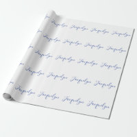 White Blue Plain Elegant Modern Calligraphy Name