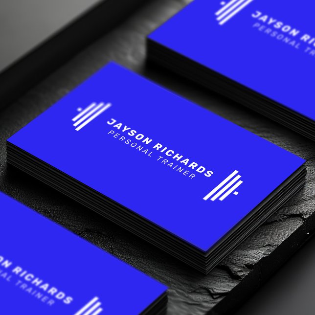 White/Blue Professional Personal Trainer Minimal Business Card (Creator Uploaded)