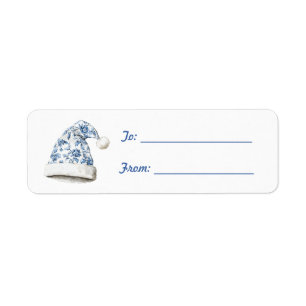 White Blue Santa Hat Christmas  