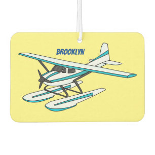 White blue seaplane illustration air freshener