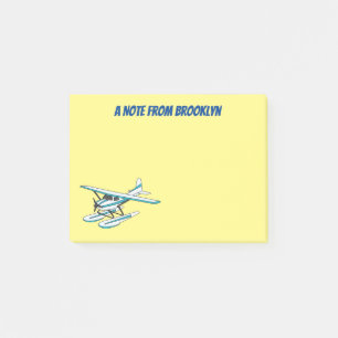 White blue seaplane illustration post-it notes