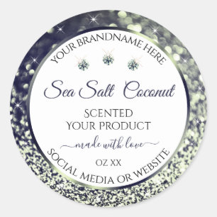 White Blue Silver Glitter Product Labels Jewels