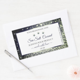 White Blue Silver Glitter Product Labels Jewels