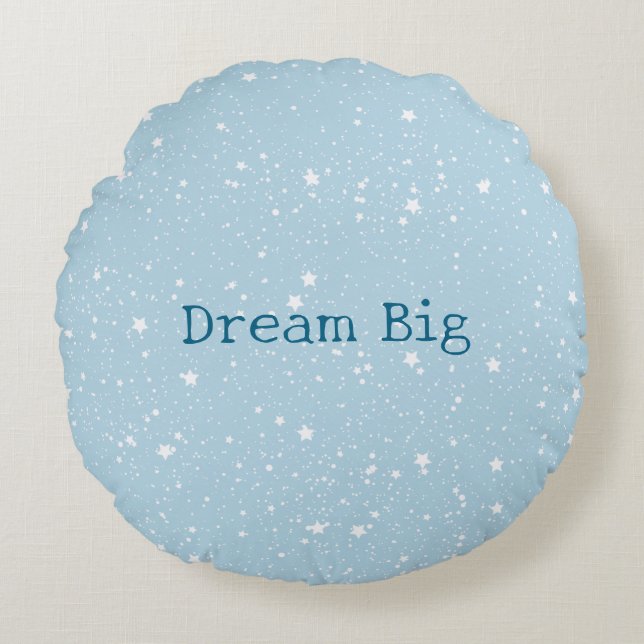 White Blue Sky of Stars Round Pillow (Front)
